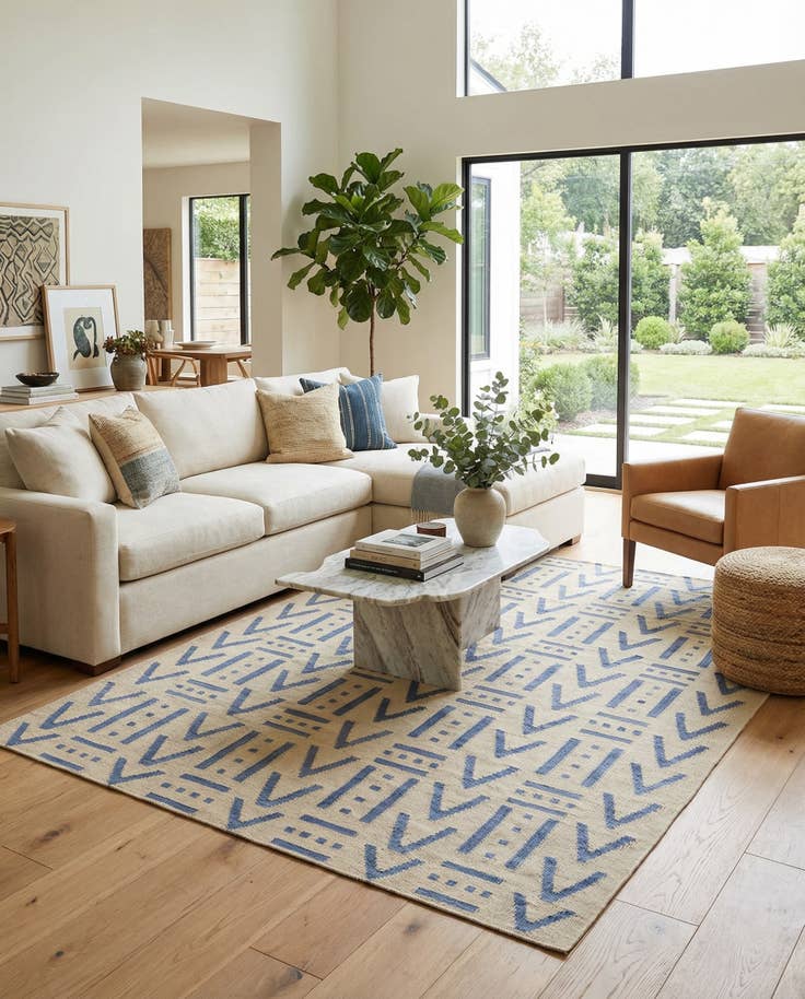 Detail image of 5' 3 x 6' 5 Hand Woven Kilim Modern Wool Rug