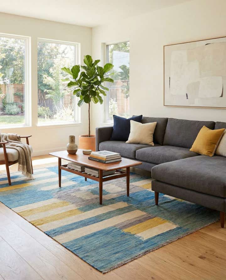 5' 8 x 7' 9 Hand Woven Kilim Modern Wool Rug