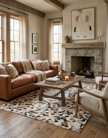 5' x 7' 10 Cowhide Leather Rug