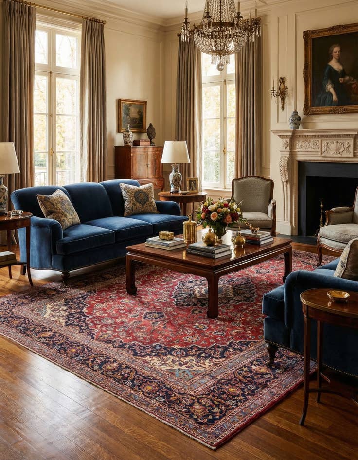 Detail image of  9' 10 x 12' 9  Hand Knotted Kashan Persian Wool Rug