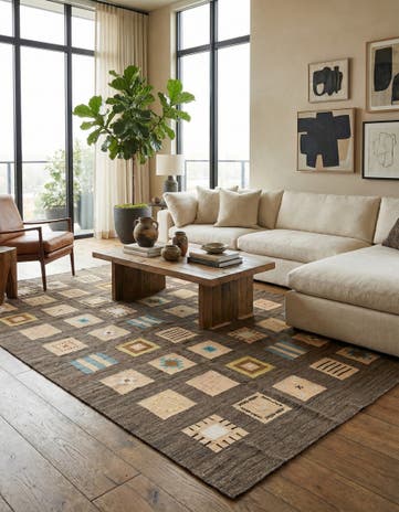 6' 10 x 9' 9 Hand Woven Kilim Modern Rug