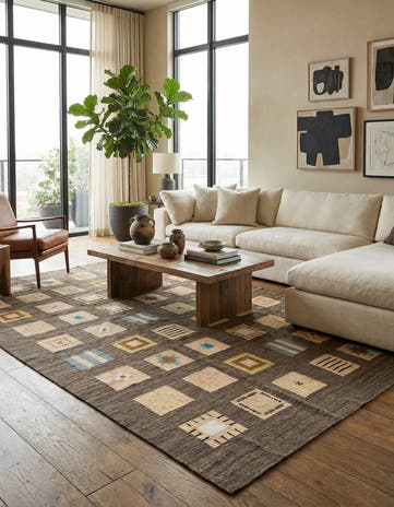 6' 10 x 9' 9 Hand Woven Kilim Modern Rug