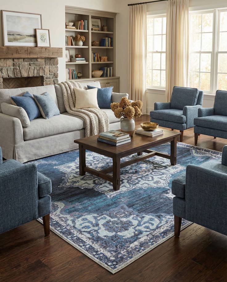 Detail image of 10' 6 x 10' 6 Washable Francesca Square Rug