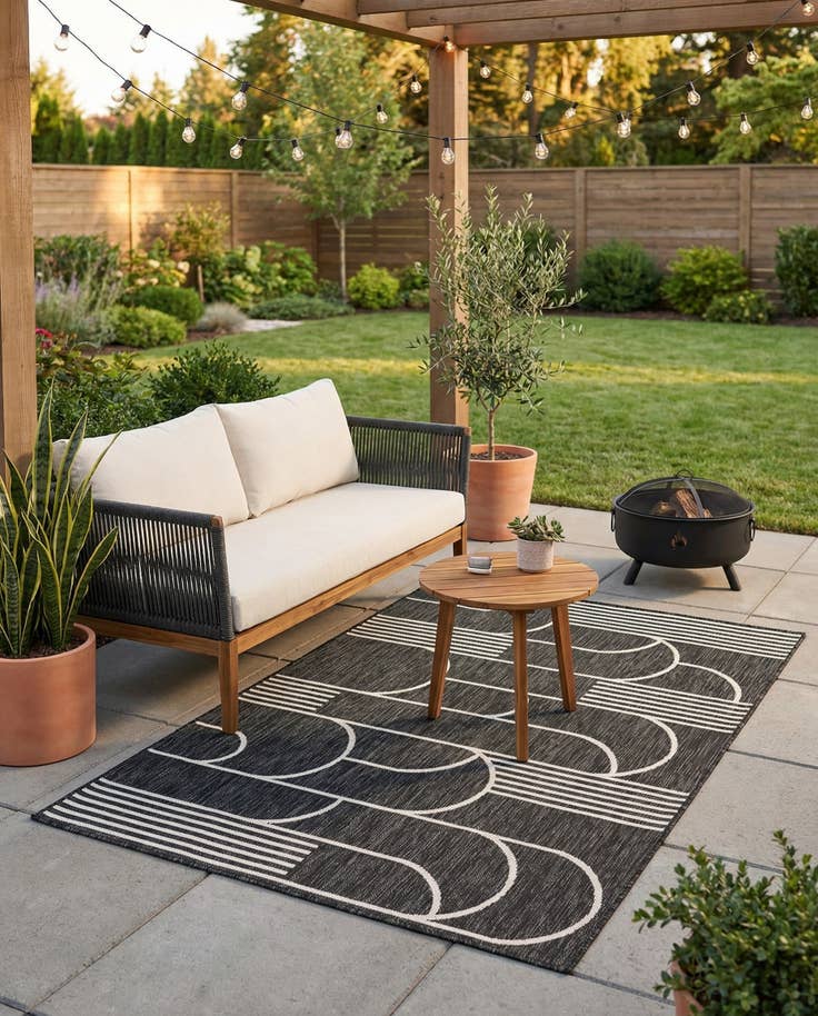 Detail image of 4' x 6' Easy-Clean Modern Indoor / Outdoor Rug