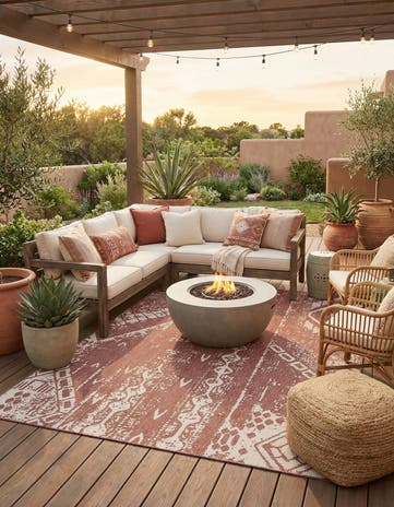 10' x 13' Easy-Clean Bohemian Indoor / Outdoor Rug