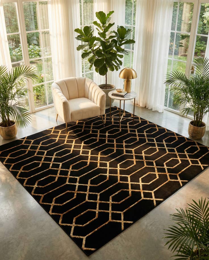 Detail image of 10' x 10' Marilyn Monroe™ Glam Trellis Square Rug