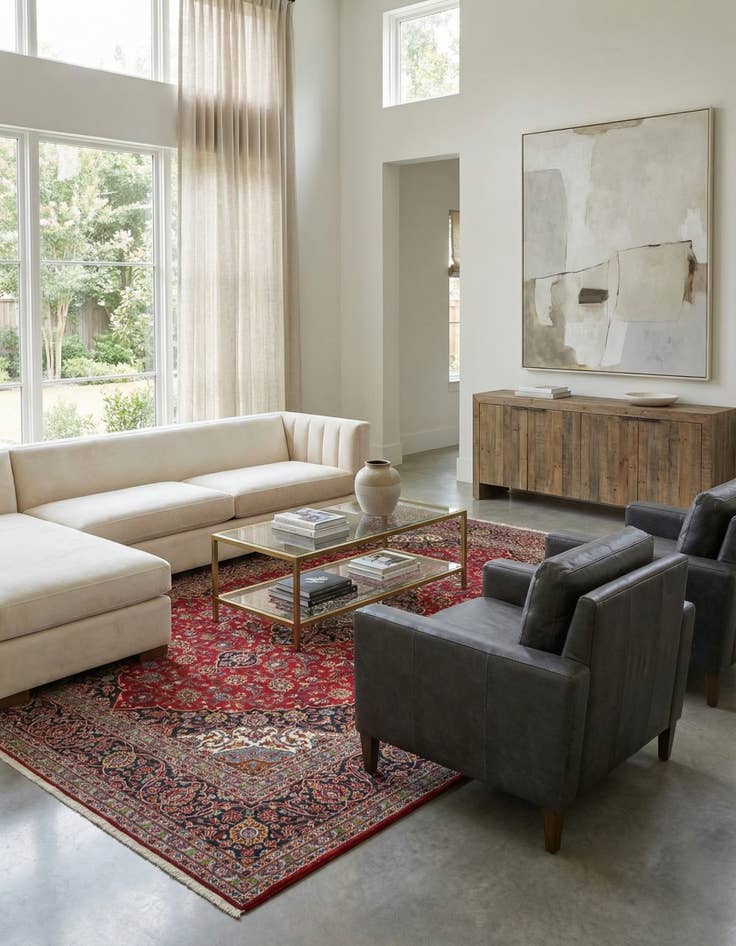 Detail image of 9' 8 x 13' 4  Hand Knotted Kashan Persian Wool Rug