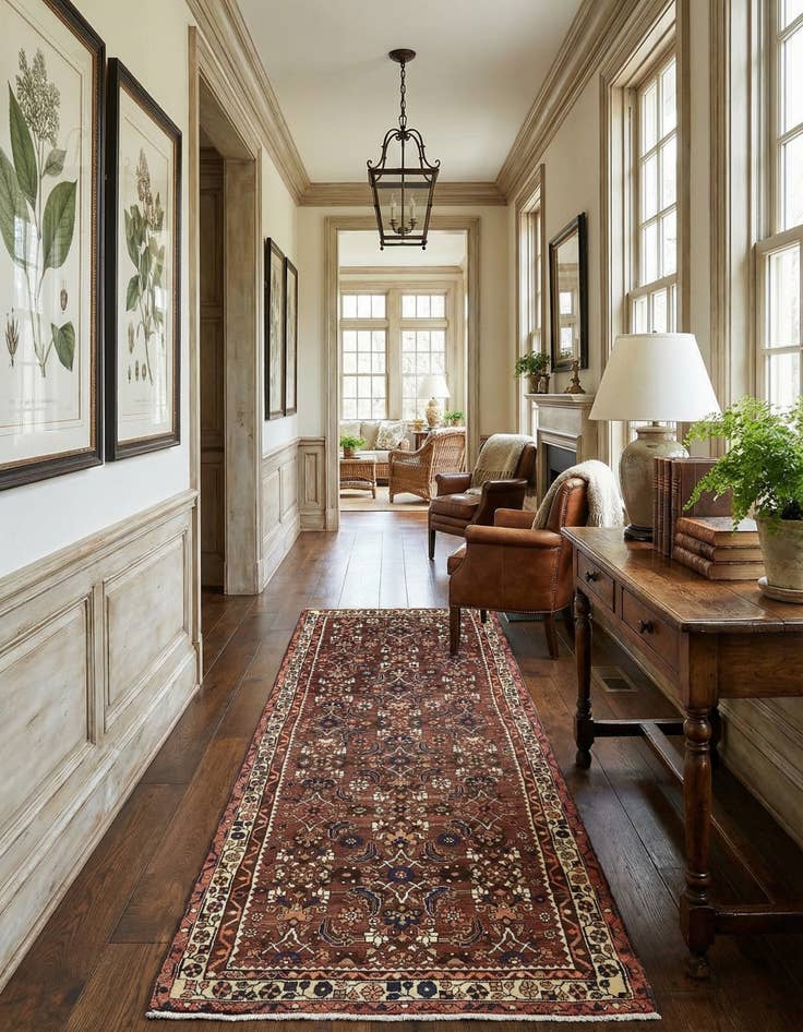 Detail image of  3' 8 x 10' 3  Hand Knotted Hossainabad Persian Wool Runner Rug