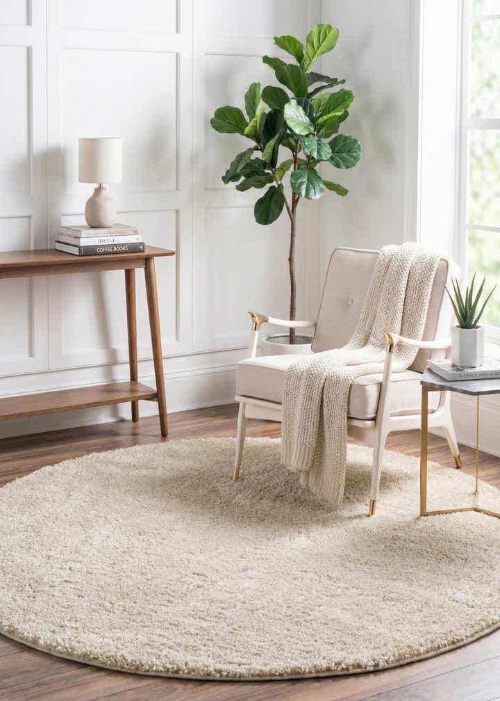 7' 10 x 7' 10 Soft Solid Shag Round Rug