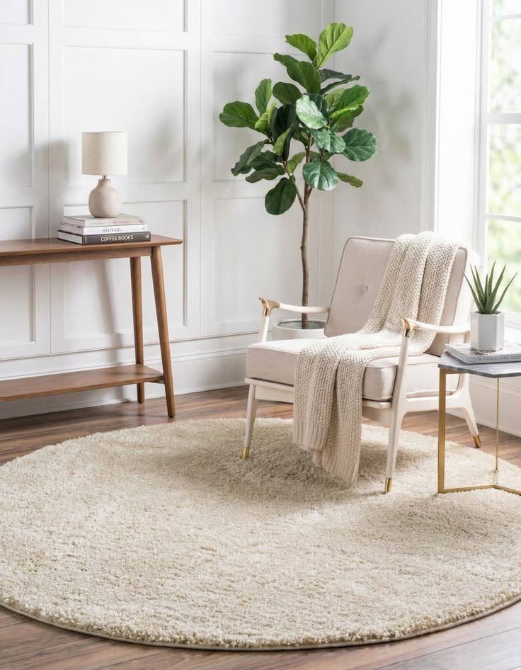 Detail image of 7' 10 x 7' 10 Soft Solid Shag Round Rug