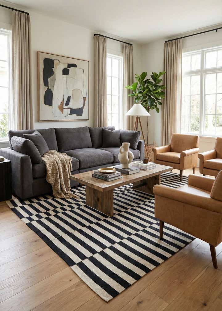 6' 7 x 9' 9 Hand Woven Kilim Modern Wool Rug