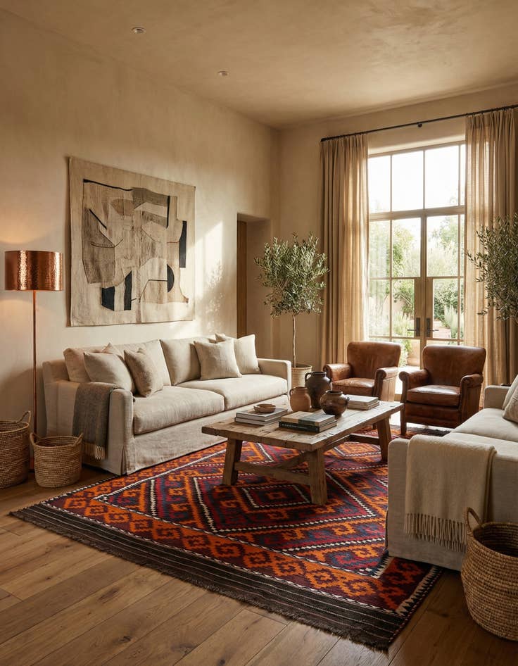 Detail image of 6' 6 x 11' Hand Woven Kilim Fars Wool Rug