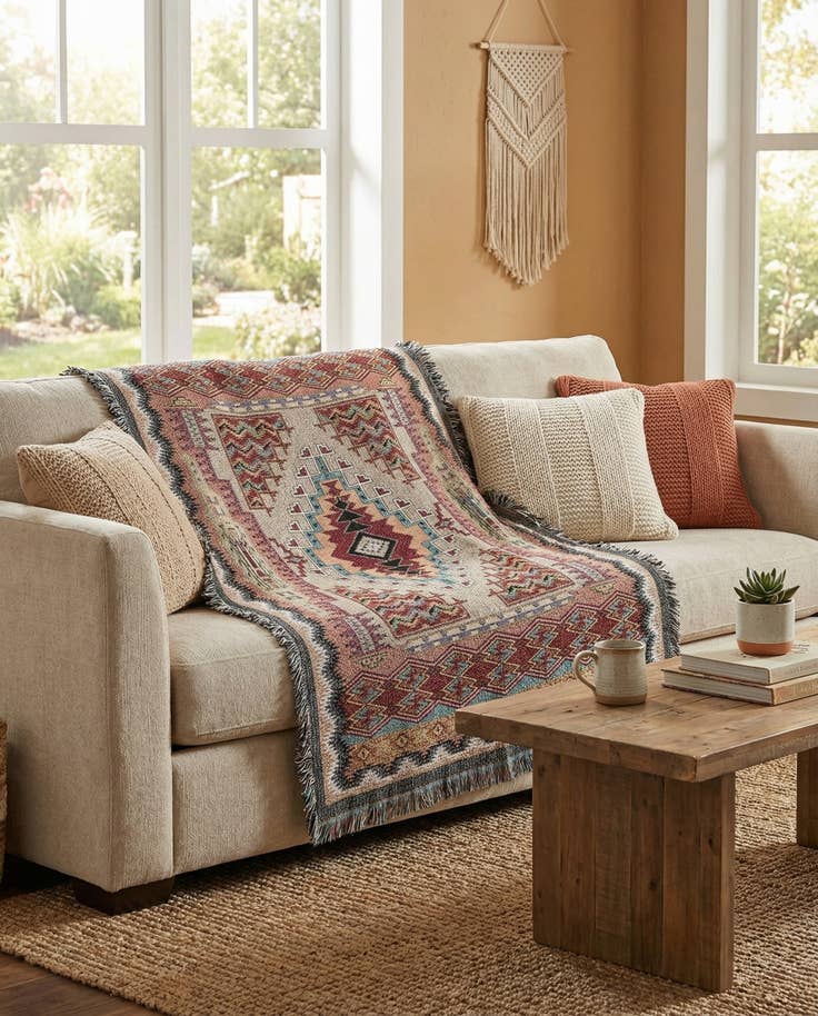 Detail image of 4' 6 x 6' Southwest Salmon Throw Blanket