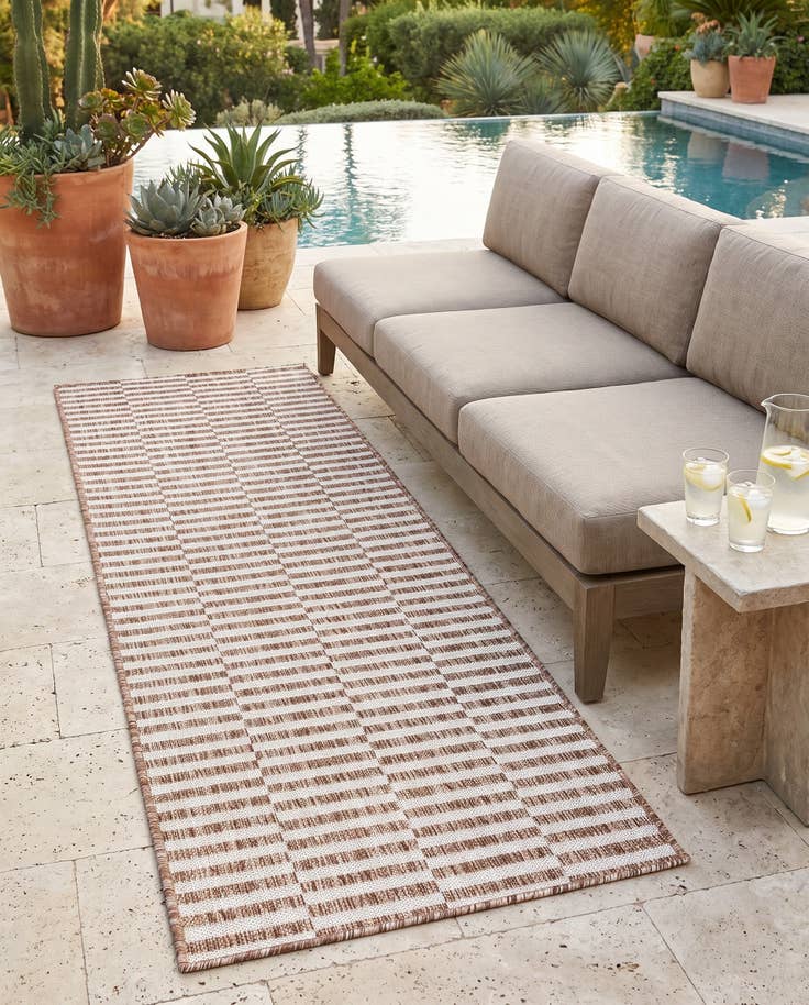 Detail image of 2' x 6' Easy-Clean Striped Indoor / Outdoor Runner Rug
