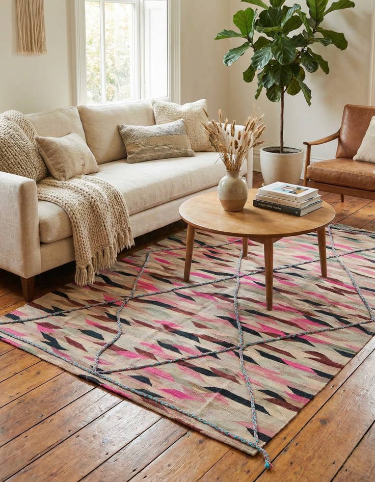 Detail image of 5' 7 x 7' 7  Hand Knotted Moroccan Wool Rug