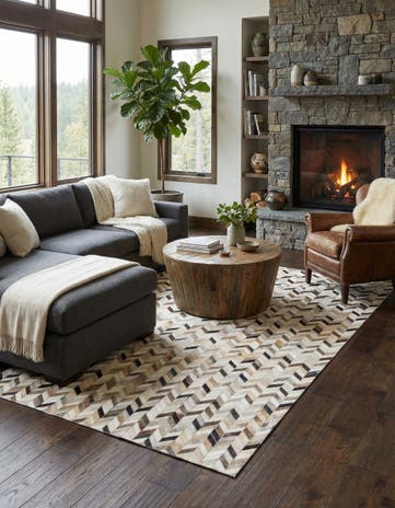 4' 10 x 7' 10 Cowhide Leather Rug