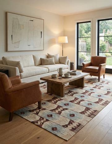 6' 8 x 9' 10 Hand Woven Kilim Modern Wool Rug
