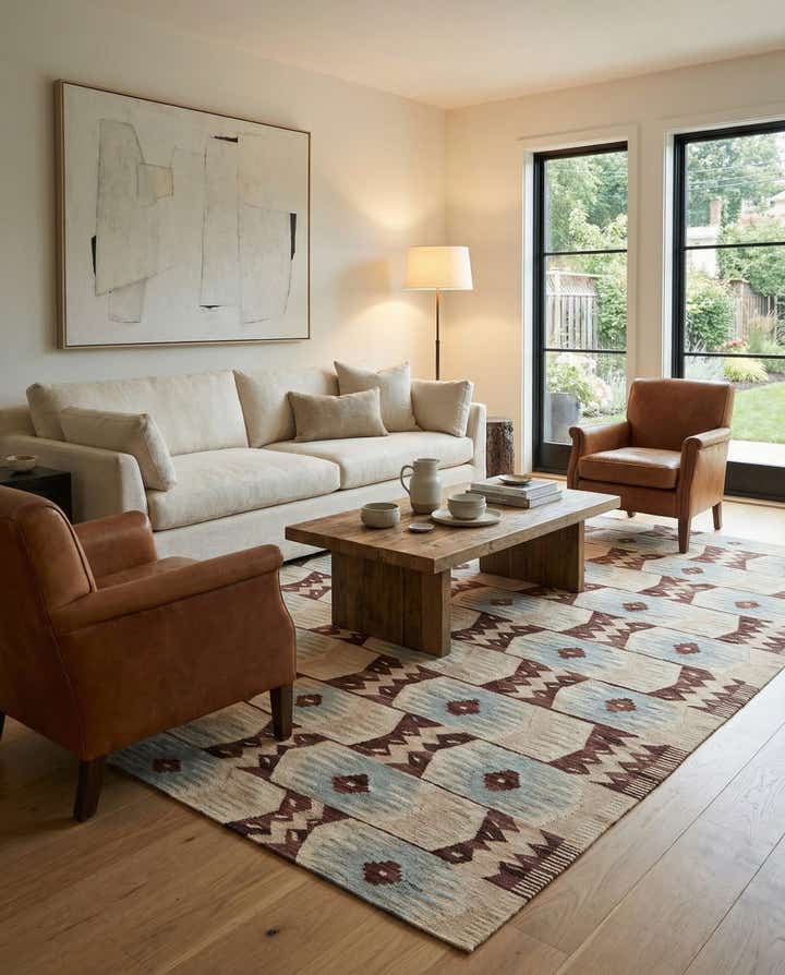 6' 8 x 9' 10 Hand Woven Kilim Modern Wool Rug