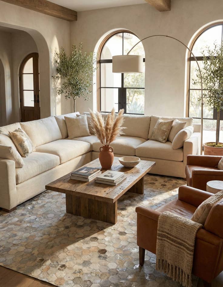 Detail image of 5' 1 x 8' Cowhide Leather Rug