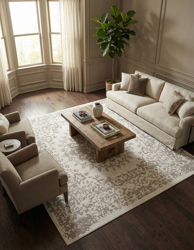 Detail image of 13' x 13'  Washable Traditional Indoor / Outdoor Square Rug