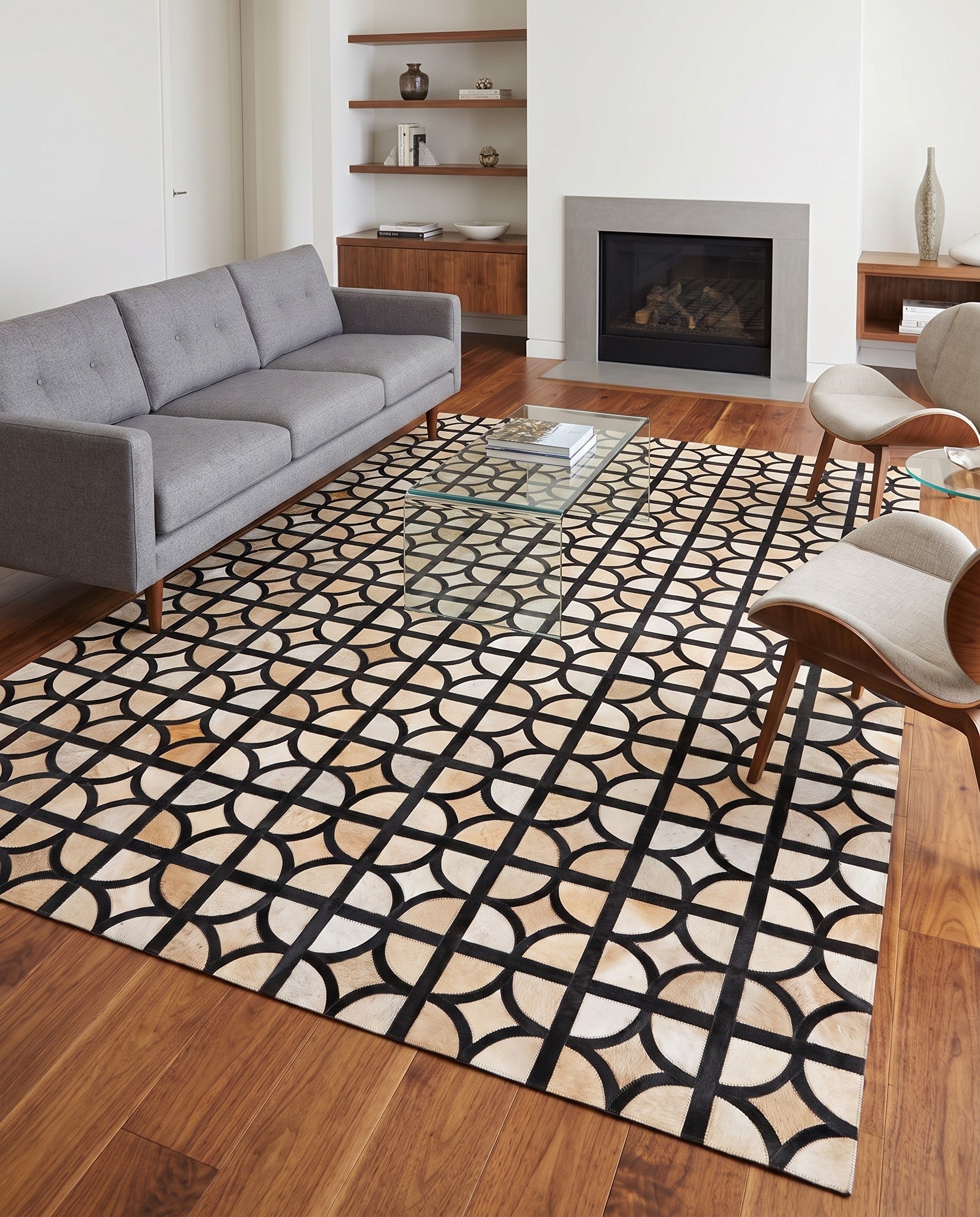 5' x 7' 10 Cowhide Leather Rug