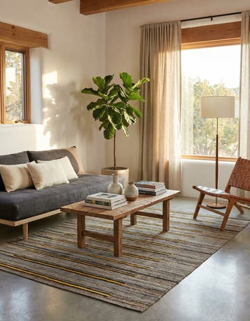 4' 2 x 5' 10 Hand Woven Kilim Modern Wool Rug