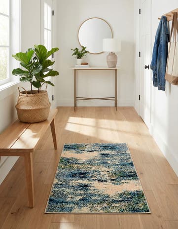 Light Blue Washable Theia Rug