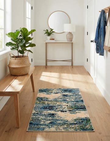 Light Blue Washable Theia Rug