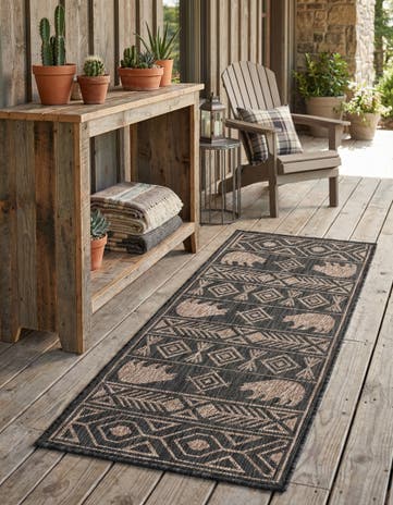 2' x 5' 3 Easy-Clean Southwestern Indoor / Outdoor Runner Rug