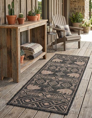 2' x 5' 3 Easy-Clean Southwestern Indoor / Outdoor Runner Rug
