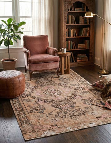 4' 5 x 6' 8 Hand Knotted Ultra Vintage Persian Wool Rug