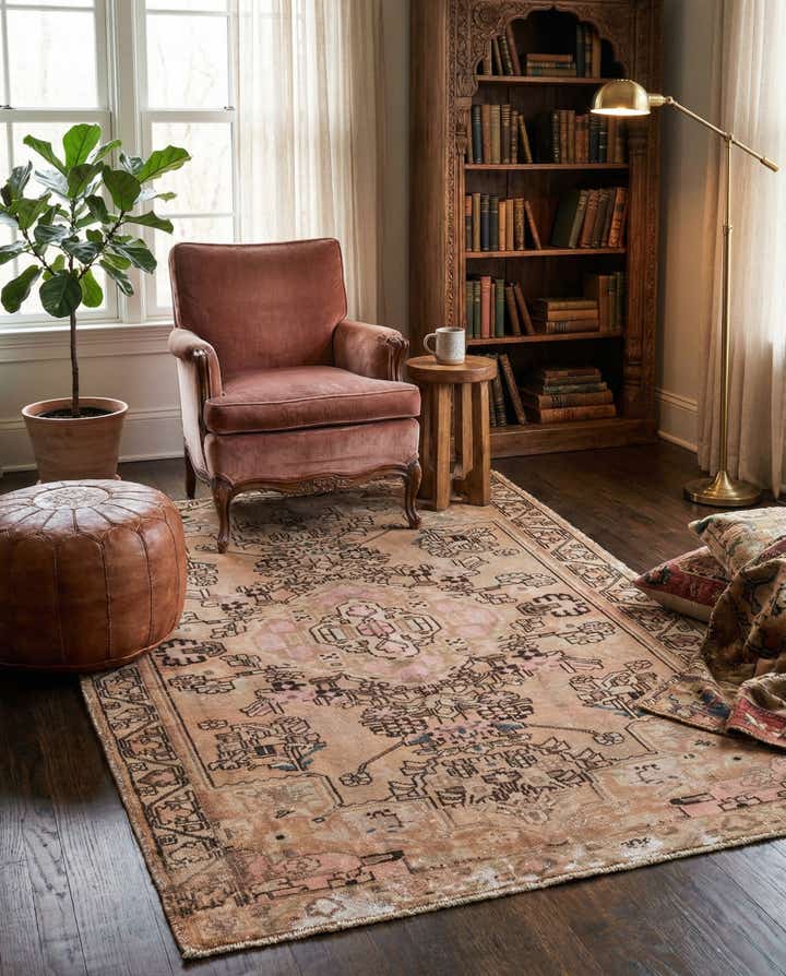 4' 5 x 6' 8 Hand Knotted Ultra Vintage Persian Wool Rug