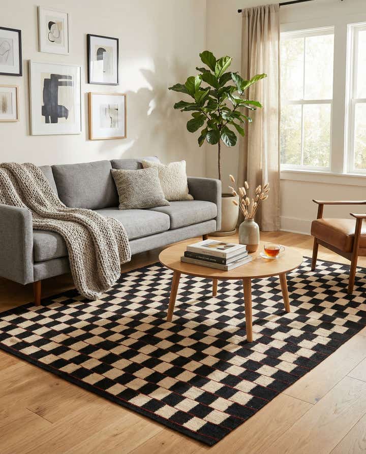4' 11 x 6' 5 Hand Woven Kilim Modern Wool Rug