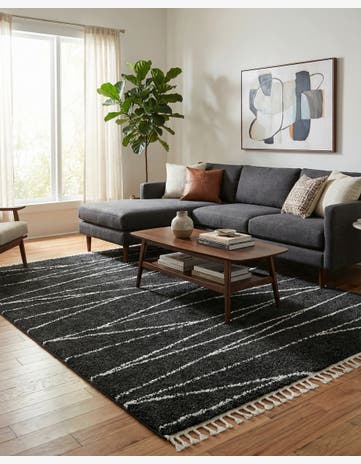Black and White Serenity Shag Rug