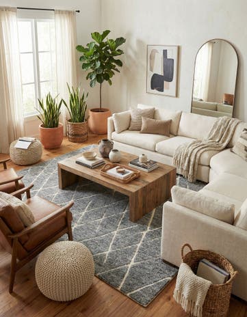 Silver Gray Atlas Moroccan Wool Square Rug