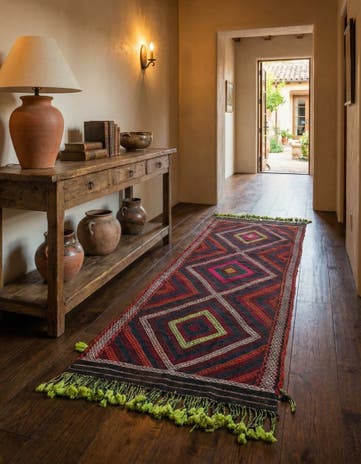 2' 8 x 9' Hand Knotted Kilim Fars Persian Wool Runner Rug