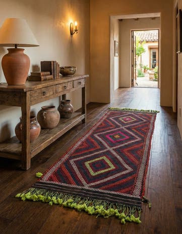 2' 8 x 9' Hand Knotted Kilim Fars Persian Wool Runner Rug