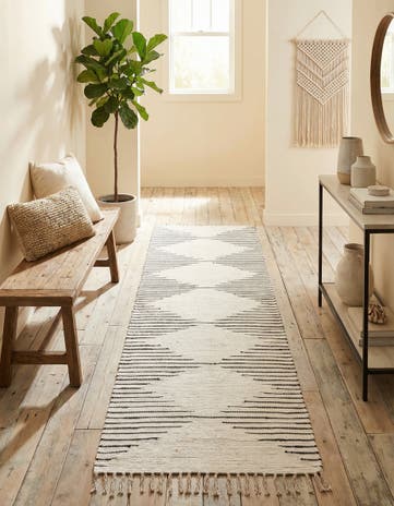 White Hand Woven Chindi Cotton Runner Rug