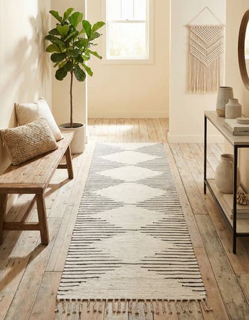 White Hand Woven Chindi Cotton Runner Rug
