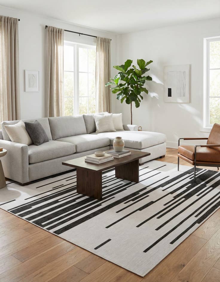 Detail image of  13' x 13'  Washable Modern Indoor / Outdoor Square Rug