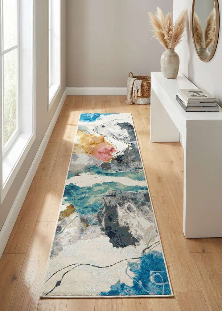 2' 7 x 10' Easy-Clean Modern Indoor / Outdoor Runner Rug