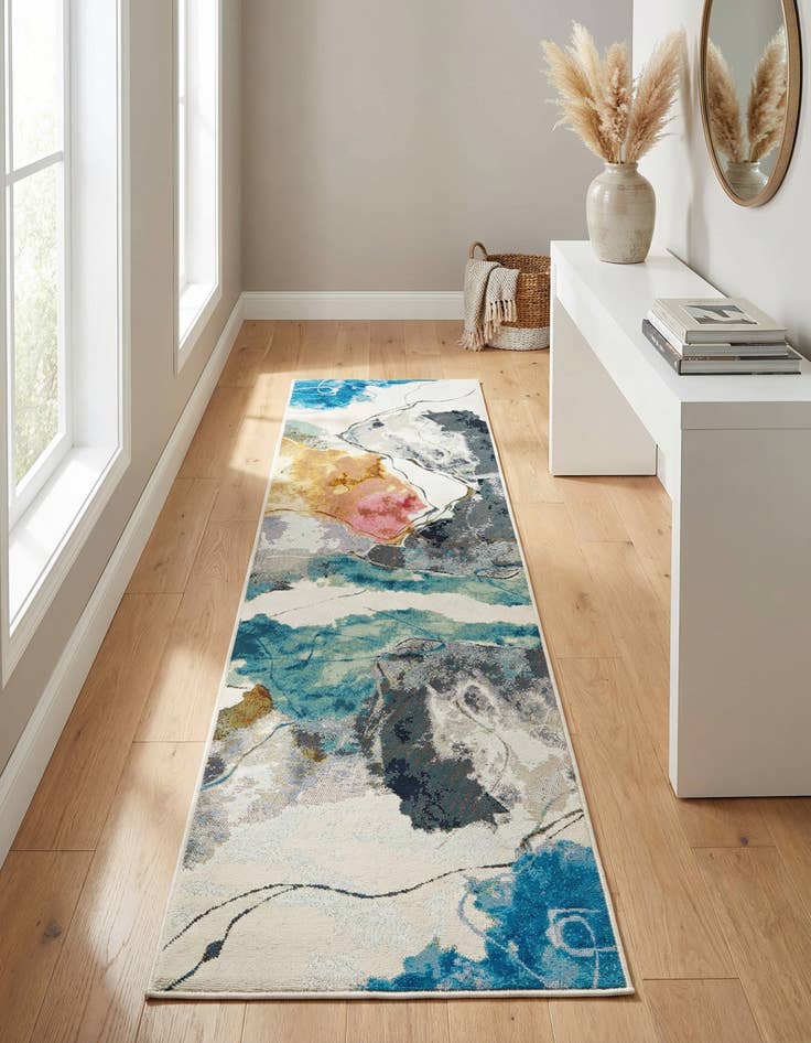 Detail image of  2' 7 x 10'  Washable Modern Indoor / Outdoor Runner Rug