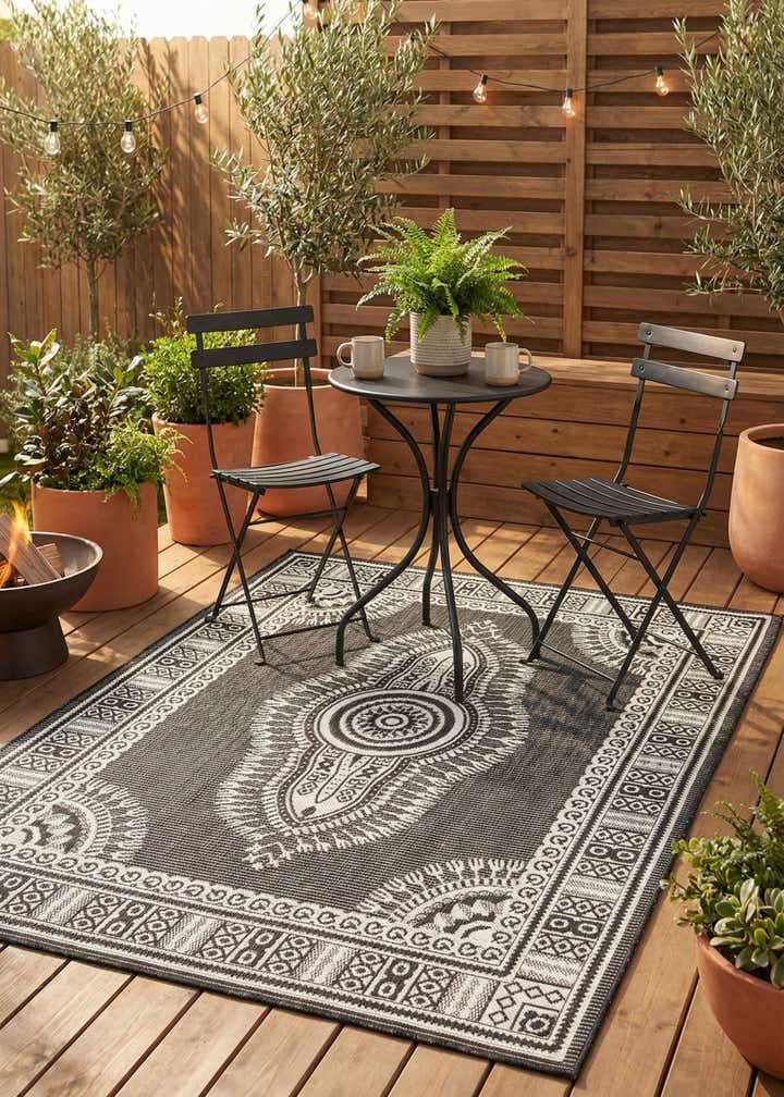 5' 3 x 7' Easy-Clean Traditional Indoor / Outdoor Rug