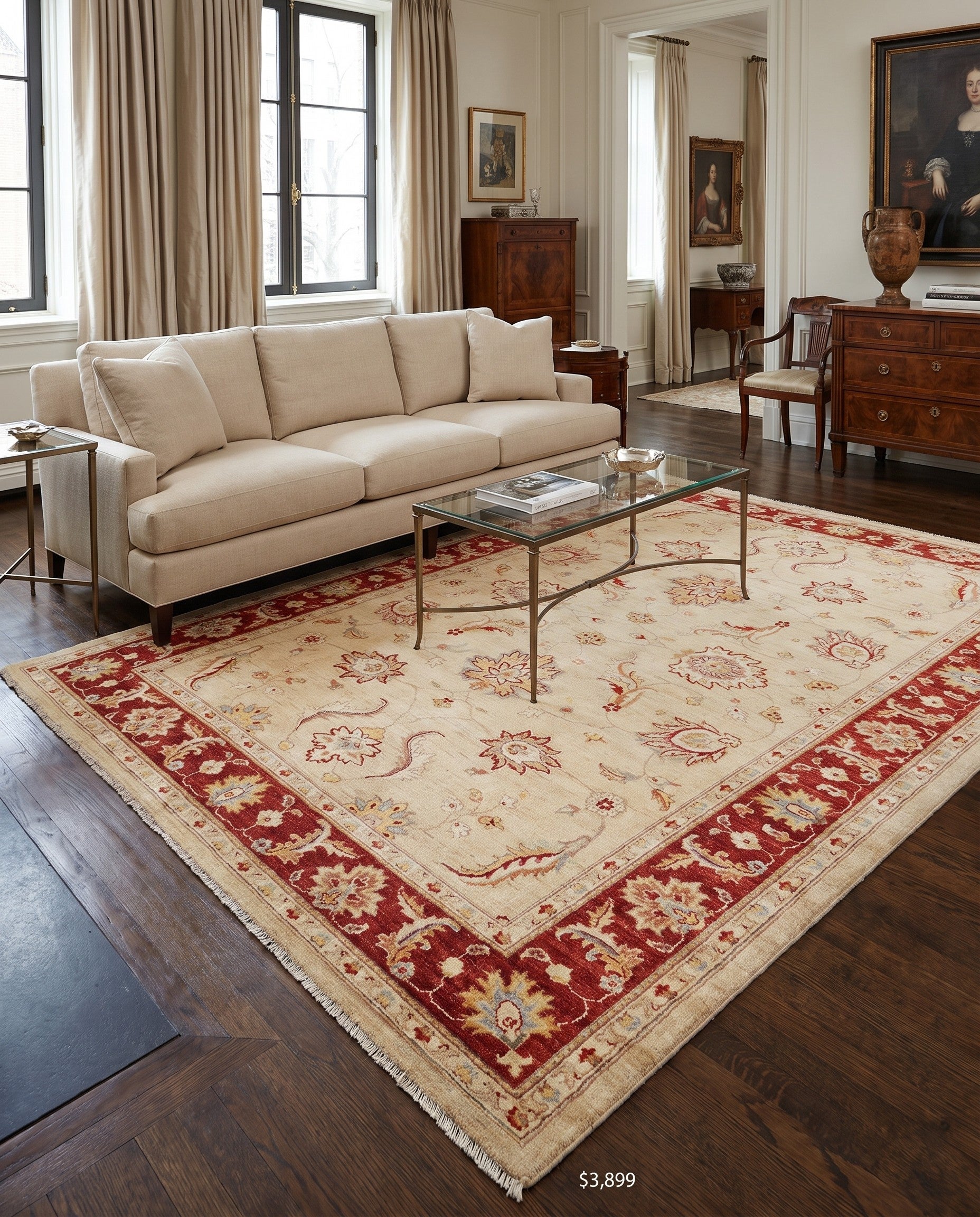 5' 11 x 9' Hand Knotted Ziegler Rug
