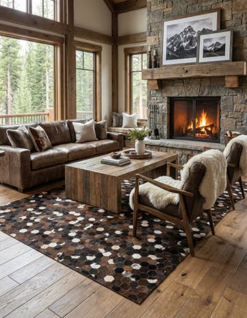 5' x 7' 10 Cowhide Leather Rug