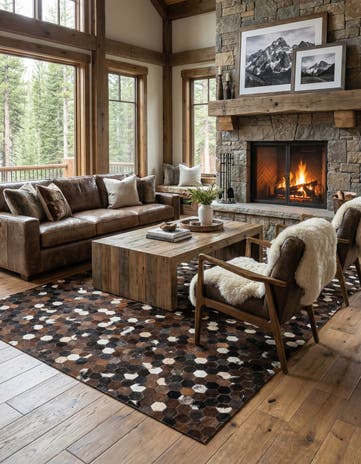 5' x 7' 10 Cowhide Leather Rug