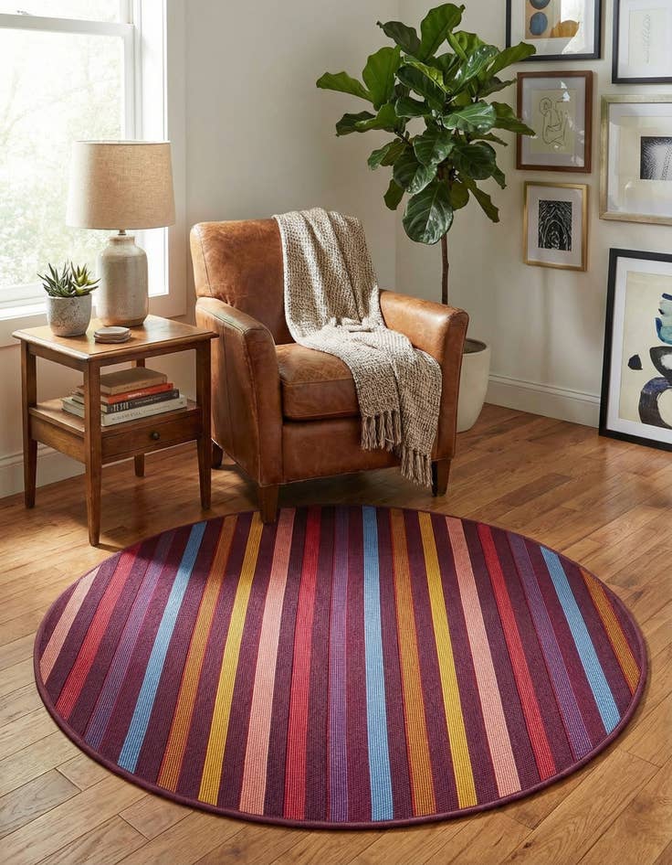 Detail image of  3' x 3'  Washable Ribbon Indoor / Outdoor Round Rug