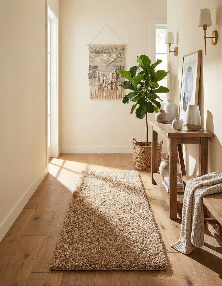 Detail image of 2' 5 x 4' 7  Hand Knotted Solid Shag Oriental Runner Rug