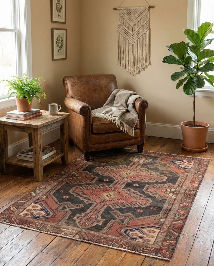 Detail image of 3' 6 x 4' 5 Hand Knotted Ultra Vintage Persian Wool Rug
