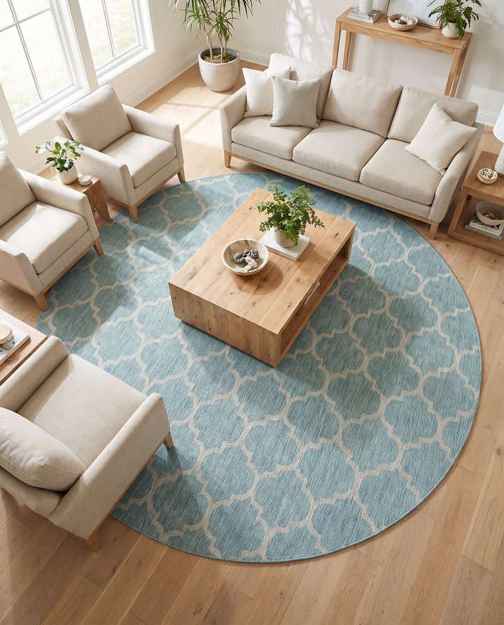 10' 8 x 10' 8 Easy-Clean Trellis Indoor / Outdoor Round Rug